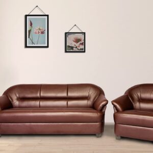 5 Seater Leatherette Sofa In Brown