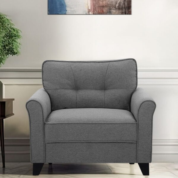 WeftKart Fabric 1 Seater Sofa in Elegant Grey