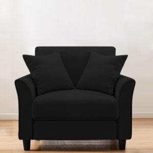 Plush Velvet 1 Seater Sofa Black - Vassio