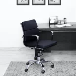 Medium Back Office Chair Black Colour » WeftKart