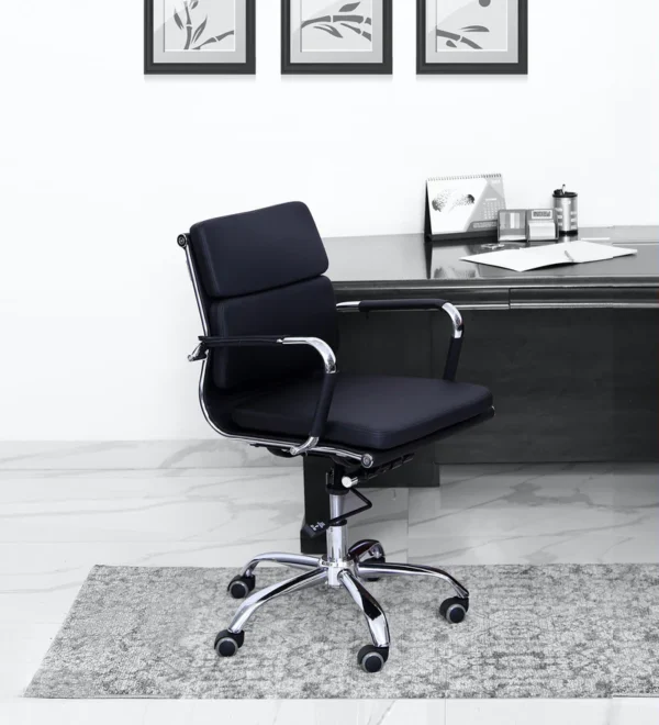 Medium Back Office Chair Black Colour » WeftKart