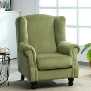 Velvet Fabric Sofa In Green - WeftKart