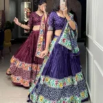 Crush Dola silk Lehenga Choli With A Gorgeous Design Of Bandhej Print And Patola Print Navaratri Lehengas - WeftKart