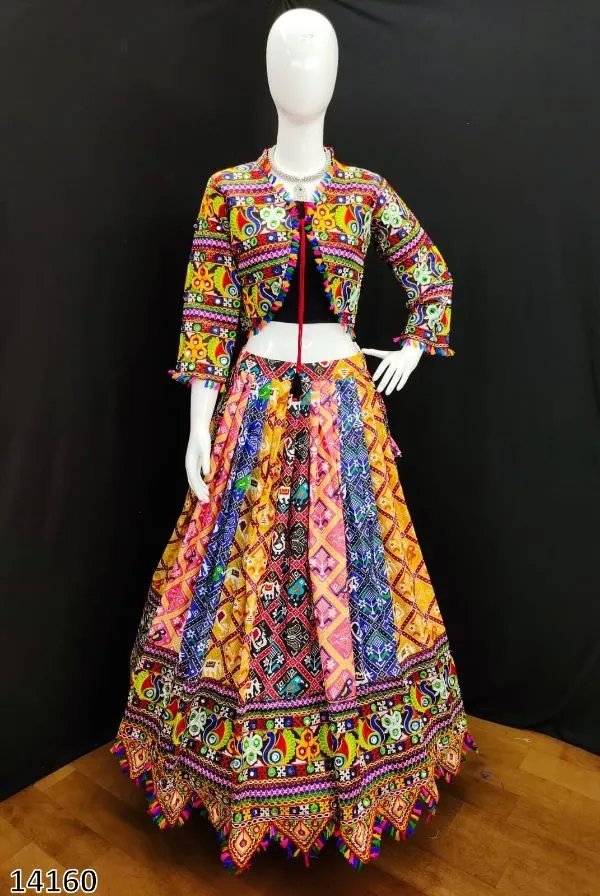 Traditional Navaratri Dress Set | Fully Stitched | Colorful Thread-Work With Full Embroidered Design