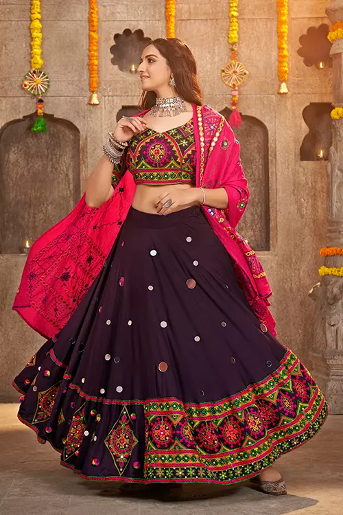 Embroidered With Mirror Work Navratri Chaniya Choli