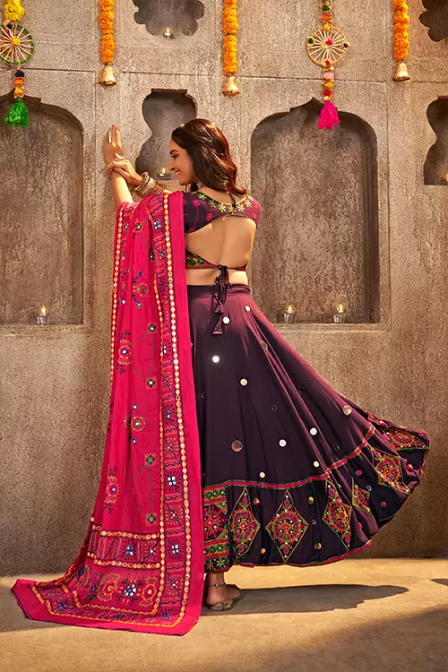 Embroidered With Mirror Work Navratri Chaniya Choli