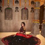 Black Designer Mirror Work With Embroidered Chaniya Choli For Navratri Festival