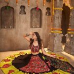 Black And Green Designer Embroidered Mirror Work Navratri Chaniya Choli