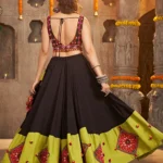 Black And Green Designer Embroidered Mirror Work Navratri Chaniya Choli