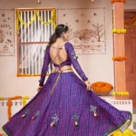 Blue Mirror Work Rayon Navratri Wear Lehenga Choli