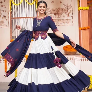 Multi-Color Rayon Lehenga Choli with Mirror Work and Dupatta