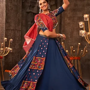Blue Thread Embroidered Chaniya Choli For Indian Navratri Special Collection