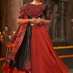 Orange Mirror Work Navratri Chaniya Choli