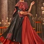 Orange Mirror Work Navratri Chaniya Choli