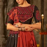Orange Mirror Work Navratri Chaniya Choli
