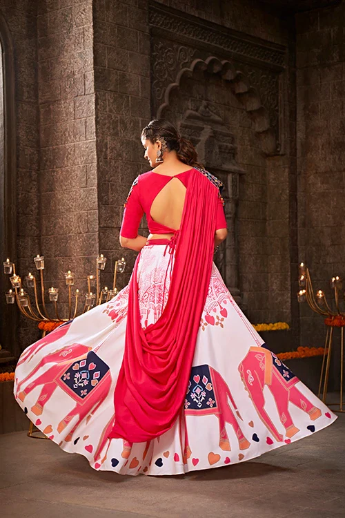 Printed Work White Color Best Chaniya Choli For Navratri Festival