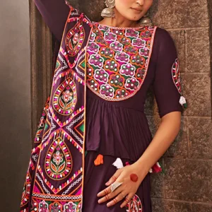 Purple Thread Embroidered Designer Traditonal Navratri Collection