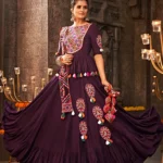 Purple Thread Embroidered Designer Traditonal Navratri Collection