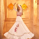Gujarati White Navratri Lehenga Choli Set