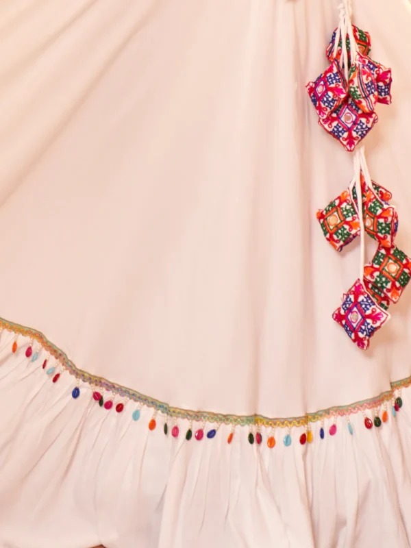 Gujarati White Navratri Lehenga Choli Set