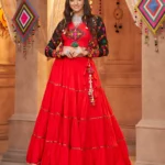 Gujarati Red Navratri Lehenga Choli Set