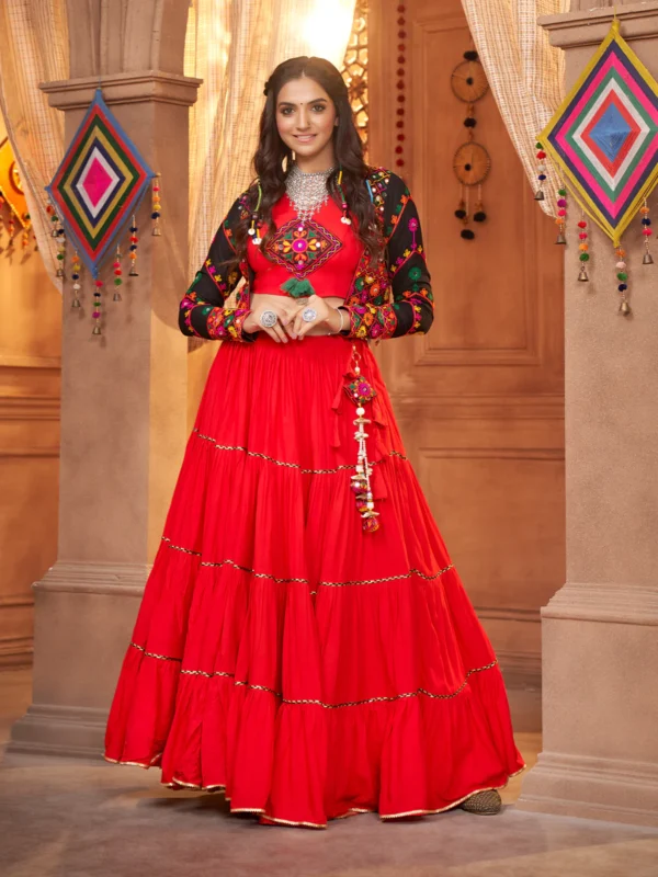 Gujarati Red Navratri Lehenga Choli Set