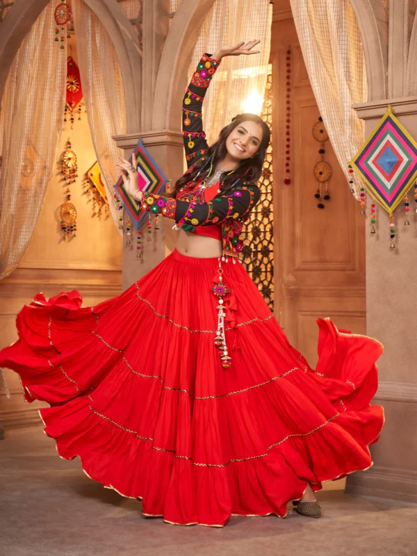 Gujarati Red Navratri Lehenga Choli Set