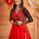 Gujarati Red Navratri Lehenga Choli Set