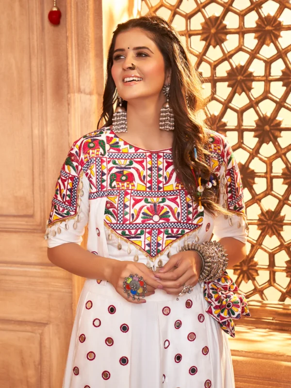 Gujarati White Navratri Lehenga Choli