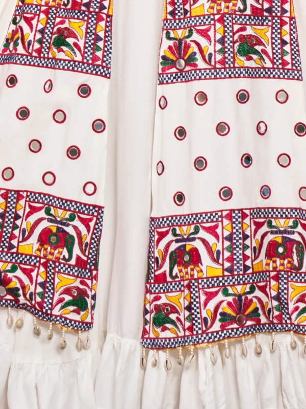 Gujarati White Navratri Lehenga Choli