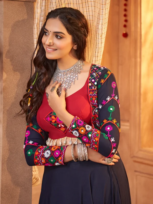 Gujarati Blue Navratri Lehenga Choli Set