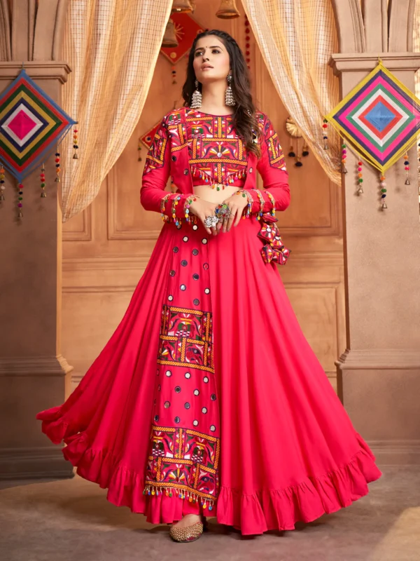 Gujarati Pink Navratri Lehenga Choli Set