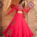 Gujarati Pink Navratri Lehenga Choli Set