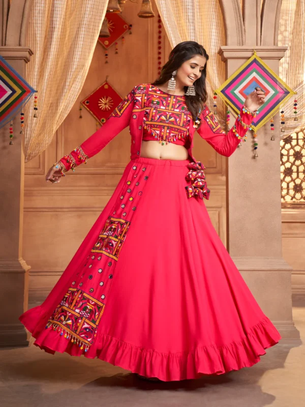 Gujarati Pink Navratri Lehenga Choli Set