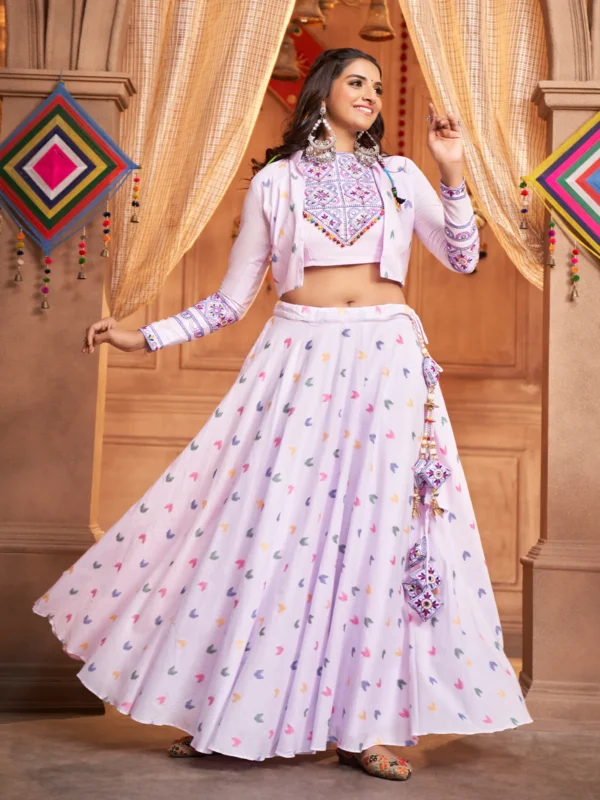 Gujarati Purple Navratri Lehenga Choli Set