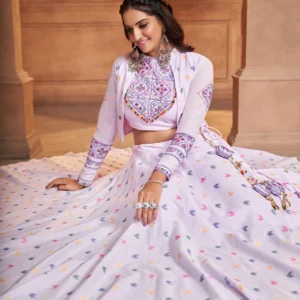 Gujarati Purple Navratri Lehenga Choli Set