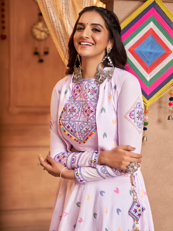 Gujarati Purple Navratri Lehenga Choli Set
