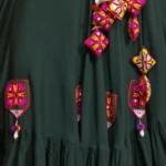 Gujarati Dark Green Navratri Lehenga Choli Set - WeftKart