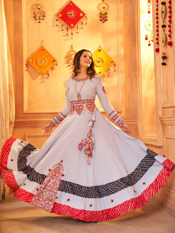 Gujarati Grey Navratri Lehenga Choli Set