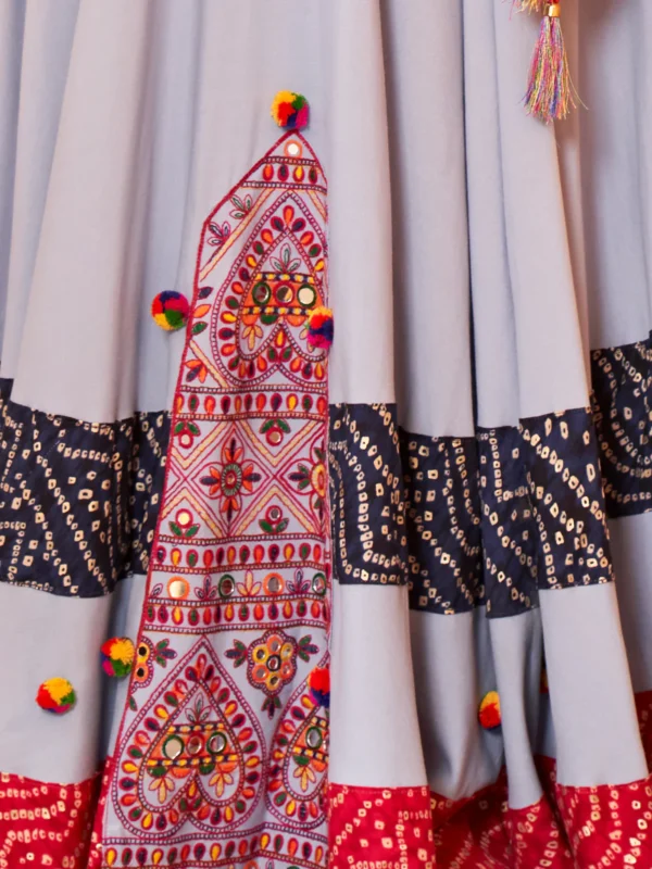 Gujarati Grey Navratri Lehenga Choli Set