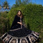 Dark Blue Embroidery Work Viscose Velvet Wedding Lehenga Choli