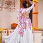 White Thread Work Rayon Navratri Lehenga Choli