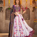 White Exclusive Embroidered With Mirror Work Navratri Chaniya Choli