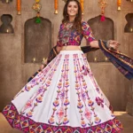 White Exclusive Embroidered With Mirror Work Navratri Chaniya Choli