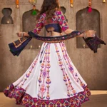 White Exclusive Embroidered With Mirror Work Navratri Chaniya Choli