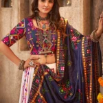 White Exclusive Embroidered With Mirror Work Navratri Chaniya Choli