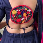 Navy Blue-Pink Gamthi Work Cotton Navratri Chaniya Choli