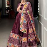 Wedding Wear Lehenga Choli Maroon Patola Print Dola Silk
