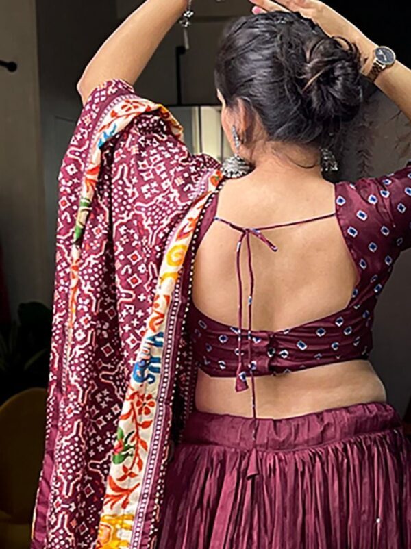 Wedding Wear Lehenga Choli Maroon Patola Print Dola Silk