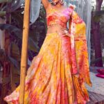 Orange Lehenga Choli with Fancy Dupatta with Digital Printed Work for Party Wear
